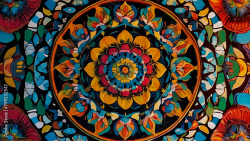 Mexican traditional round flower ornament
