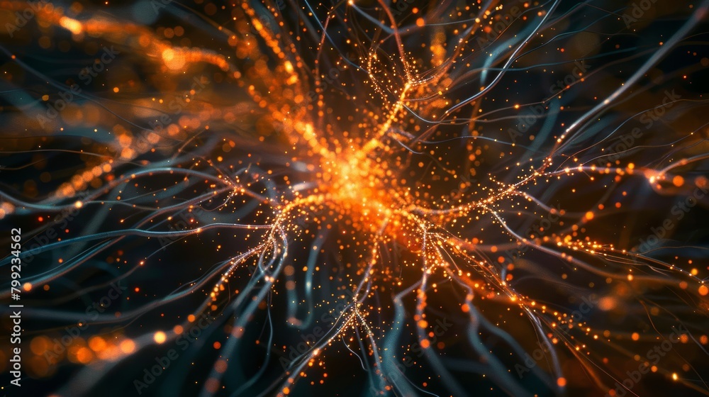 Vibrant Nervous System Illustration on Dark Background Generative AI Vibrant Nervous System Illustration on Dark Background Generative AI