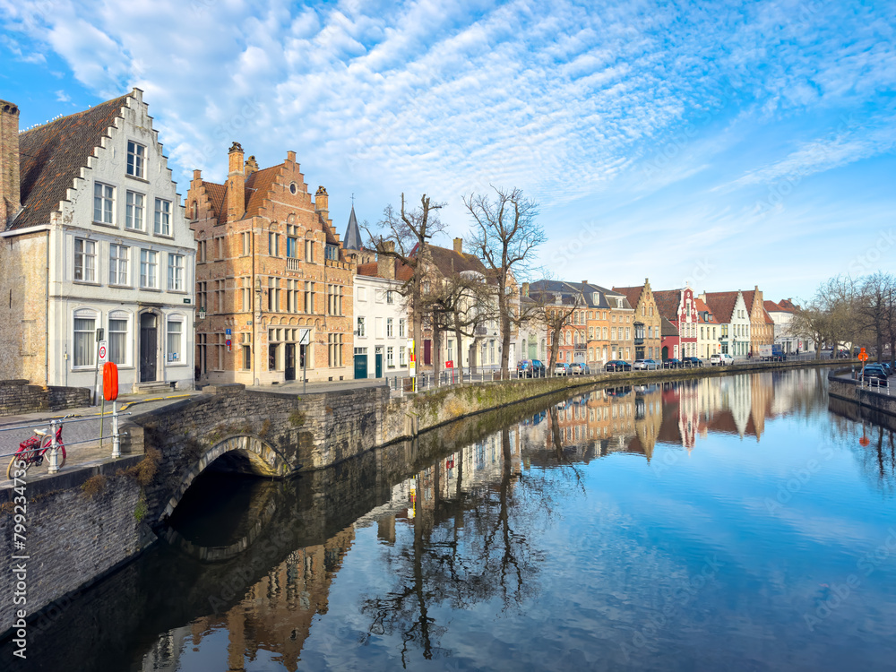 Belgium historic building view famous place to tourism, Bruges, Belgium historic canals at daytime