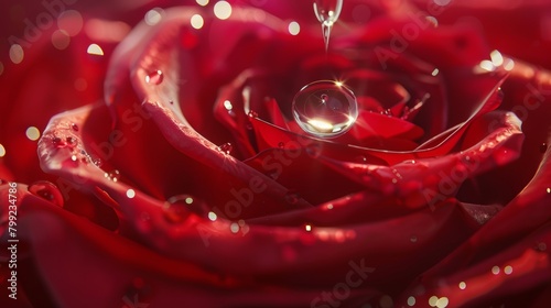 Dewy Rose Petal Closeup Generative AI