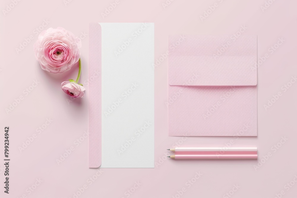 Modern Feminine Stationery Set on White Paper Generative AI Modern Feminine Stationery Set on White Paper Generative AI