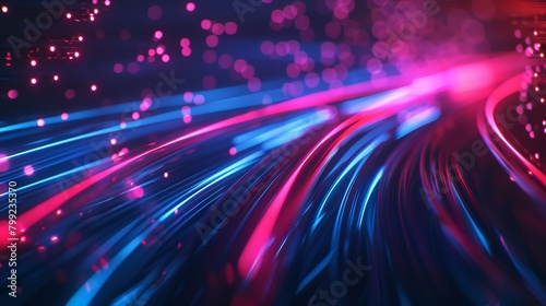 Fiber Optic Cables Glowing with Data Flow  High-Speed Internet in Vibrant Blue and Red  Futuristic Network Connectivity