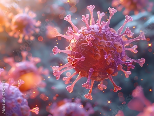 Striking 3D Illustration of Biological Cells and Viruses