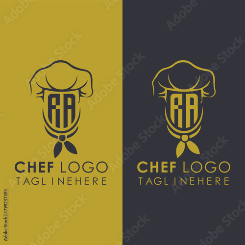 RA initial monogram for chef cooking logo with creative style design.	
