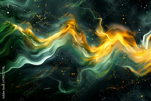 Abstract Background in Green, Yellow, and Black Palette