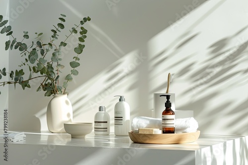 Minimalist White Interior Loft with Spa Products     Contemporary Bright Space Design