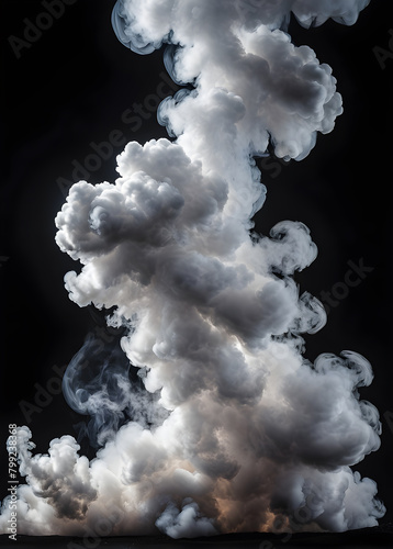 white cloudy smoke isolated on black background