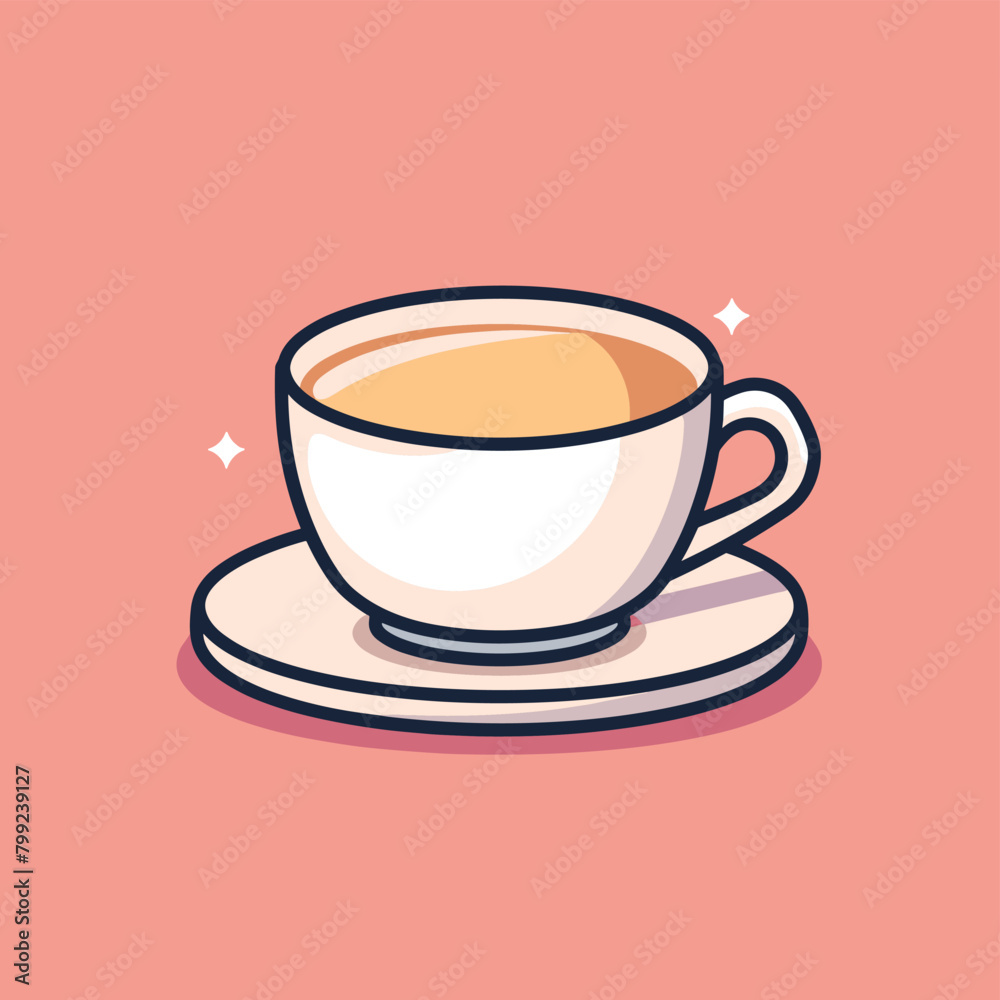Illustration of a coffee cup filled with coffee on a pink background. Illustration of a coffee cup filled with coffee on a pink background.