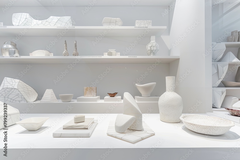 Clean White Living Room Loft with Geometric Decor and Bright Minimalist Luxury Items Clean White Living Room Loft with Geometric Decor and Bright Minimalist Luxury Items