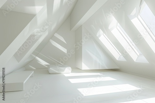 Museum of Light and Shadow  Geometric Minimalism in a Luxury White Room
