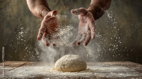 Hands Preparing Bread Dough photo