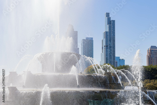 Sunny view of the Clarence F. Buckingham Memorial Fountain photo