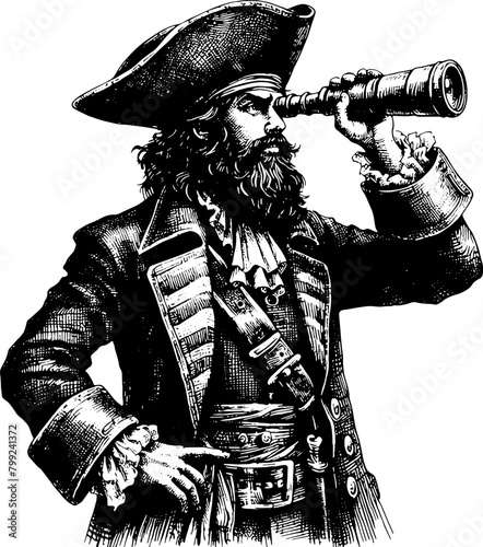 Pirate Looking Through The Spyglass 
