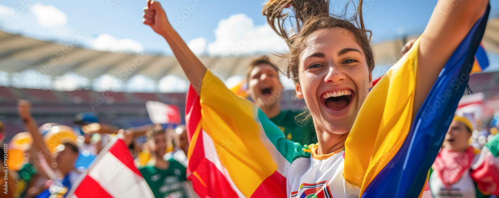 Excited Fans Cheering at Stadium: Enthusiastic Group Supports Athletes
Excited Fans Cheering at Stadium: Enthusiastic Group Supports Athletes