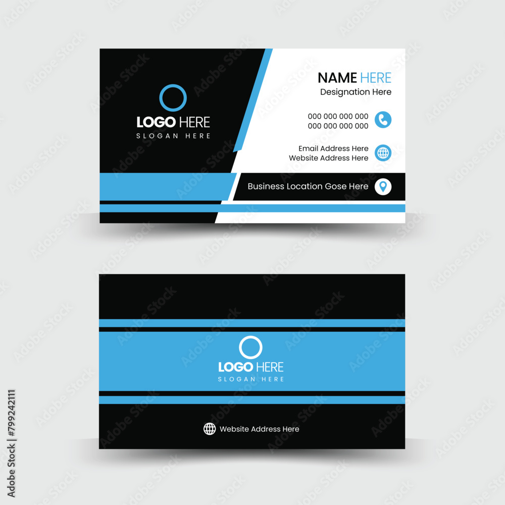 Modern creative business card template design both side with blue, white and black colors abstract business card and editable vector template
Modern creative business card template design both side with blue, white and black colors abstract business card and editable vector template