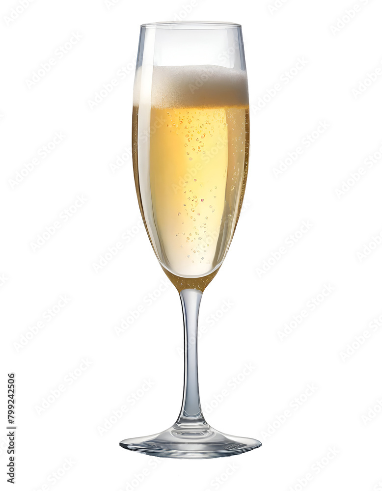 Realistic glass of champagne