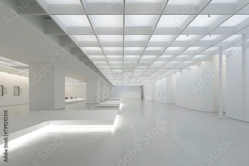 Whitewashed Geometry: Minimalist Museum Exhibition Space © Michael