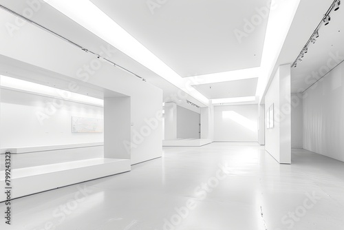 Exhibition Space: Bright White Minimalist Workshop with Geometric Architecture