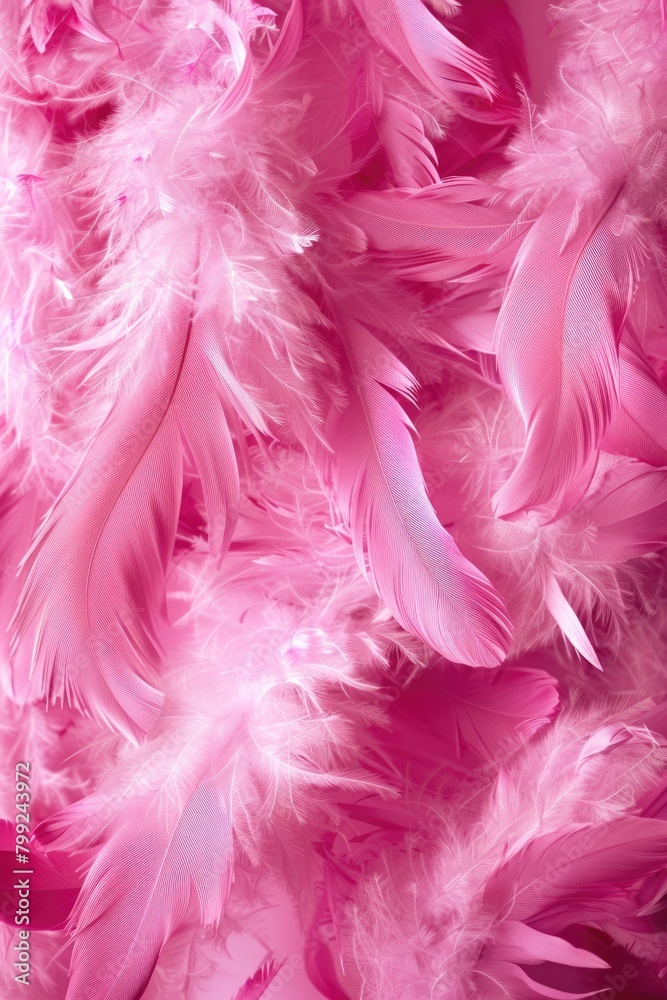Fuchsia Pink Boa Border. Feathered Glamour Boa Isolated on Pink Background