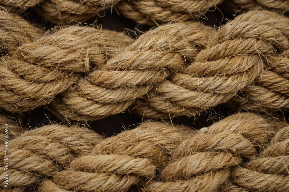 Closely Knit: A Close-up View of a Thick Rope. Perfect for Ships, Sails, and Marine Tools