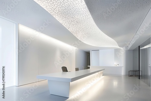 Modern White Monochromatic Luxury Office Space in Contemporary Minimalist Design