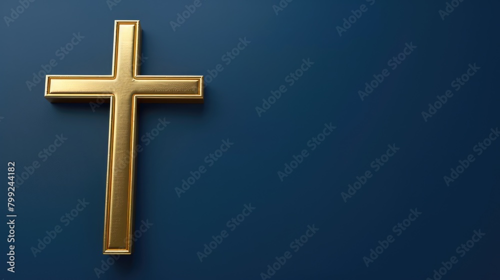 Live Stream Church Sermon on Feast of Mary - Golden Christian Cross on Blue Banner Background Live Stream Church Sermon on Feast of Mary - Golden Christian Cross on Blue Banner Background