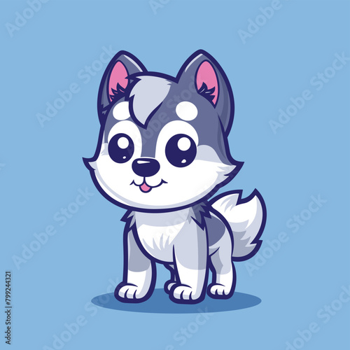Cute cartoon husky dog mascot vector illustration