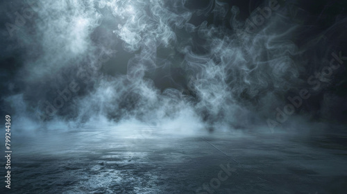 Ethereal smoke rises over a textured, shadowy surface, evoking a sense of mystique