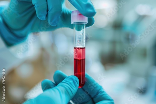 Strep Test: Examining Group A Streptococcus (GAS) in Laboratory with PCR test tube in Doctor's Hand photo