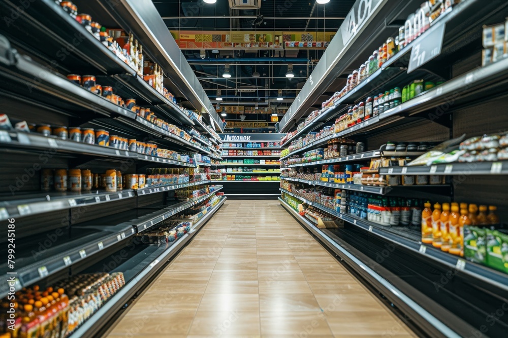 A supermarket store with a lot of food and drinks in the freezer section