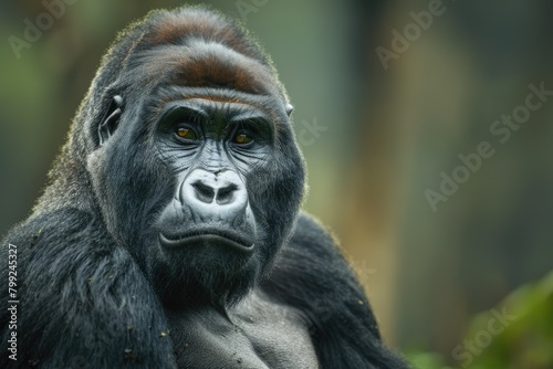 Soulful Stare: Intense Portrait of a Silverback Mountain Gorilla  © Serhii