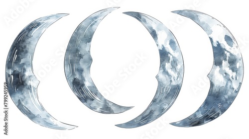 Crescent Moon Shapes in Gray Lune Design Generative AI photo