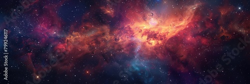 Universe in Motion: Cosmic Star and Galaxy Shine on Colorful Space Background Banner photo