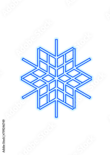 light blue six-pointed snow crystal with a central star, abstract vector graphic as a symbol