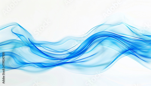 Sea breeze blue wave abstract, light and breezy sea breeze blue wave flowing on a white background. © Nancy