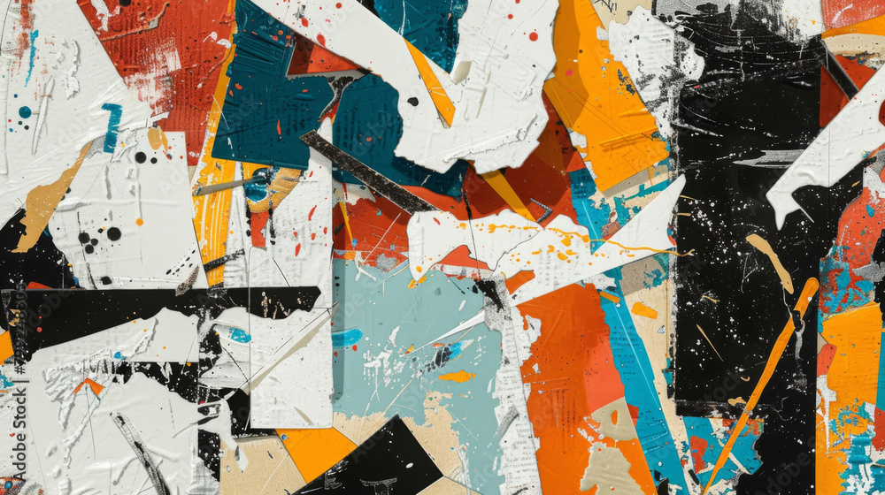 Naklejka premium Vibrant abstract painting with dynamic splashes and strokes of color on canvas