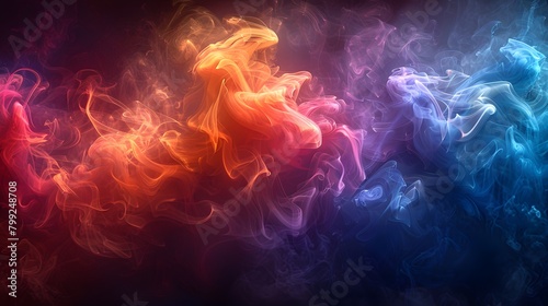 Visualize a dynamic and vibrant scene created from colorful smoke background © tzu