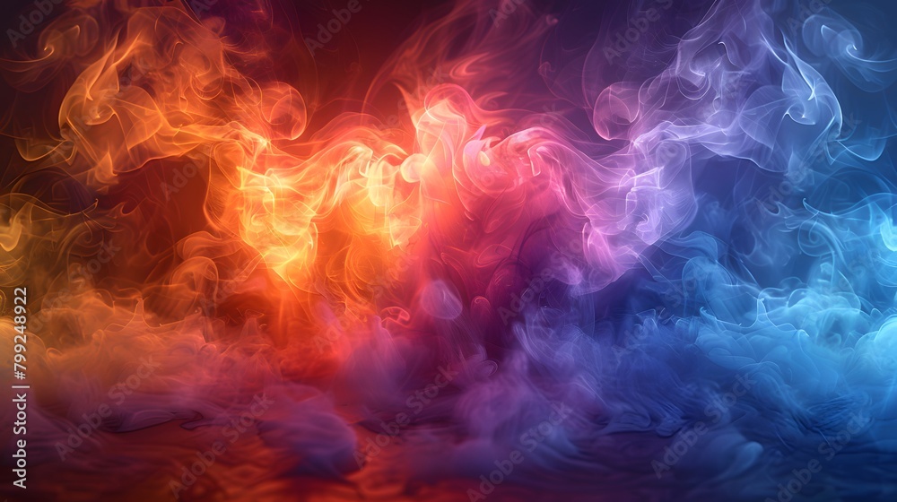 Visualize a dynamic and vibrant scene created from colorful smoke background