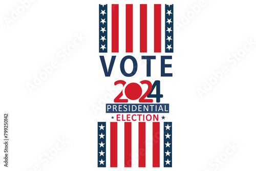 2024 presidential election background. Promotion banner for presidential election 2024 with USA flags and cloudy sky at sunrise. Vote day, November 5. Vector illustration for US Election 2024 campaign