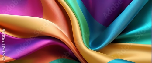 The colorful background of silk fabric, smooth and shiny like a rainbow 