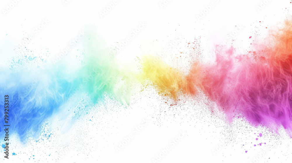 Colorful powder burst on white, symbolizing holi festival joy