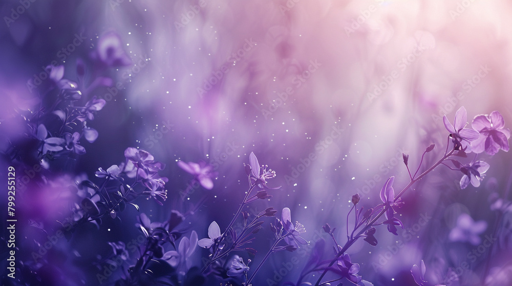 Soft violet particles drift lazily through a gently blurred setting, creating an atmosphere of tranquil beauty.