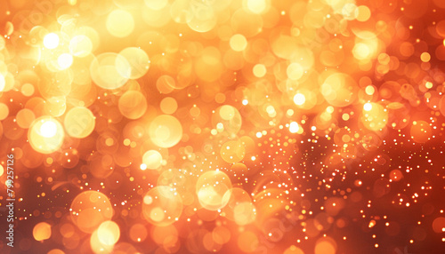 Tangerine Glow Glitter Defocused Abstract Twinkly Lights Background, shimmering blurred lights in bright tangerine glow hues.