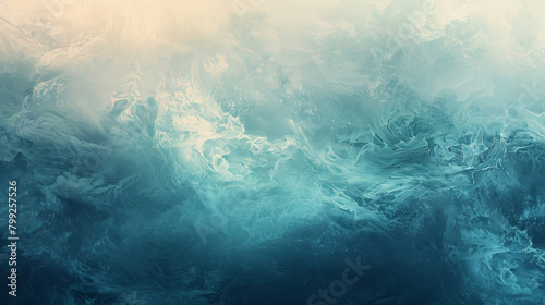 Artistic depiction of ocean waves with a tranquil, dreamy vibe in shades of blue