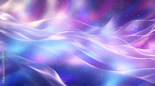  Immerse yourself in a world of enchantment as you behold an abstract backdrop of glimmering silver  purple  and blue lights  gently blurred to form a captivating banner that radiates sophistication  