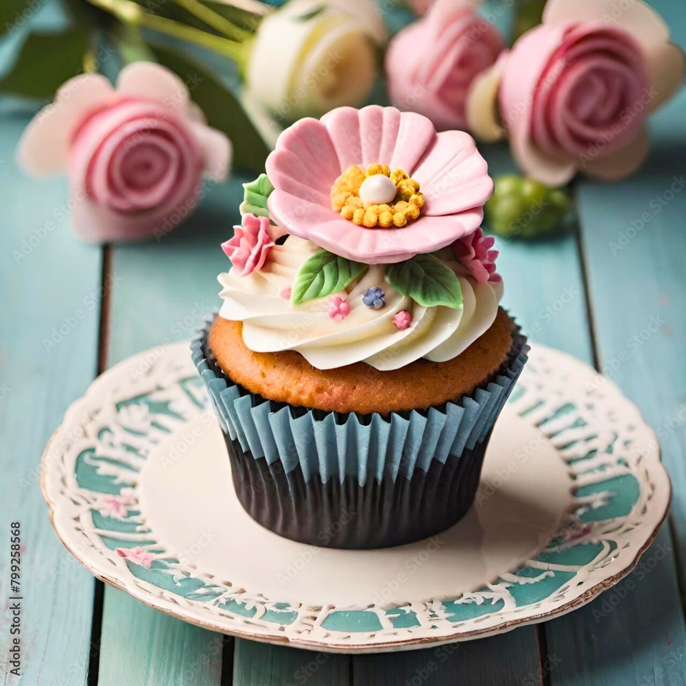 Cupcake on a plate Cupcake on a plate