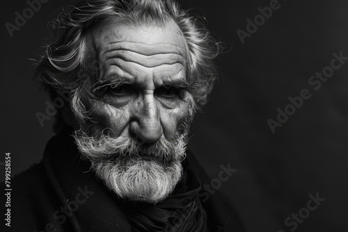 Verdi: Portrait of a Photogenic Composer with a Grey Beard and Fashionable Style Isolated on Grey