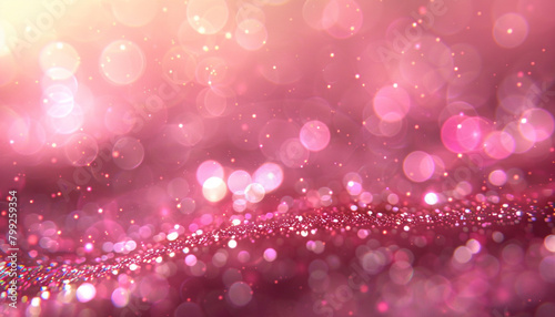 Wild Rose Pink Glitter Defocused Abstract Twinkly Lights Background, glowing blurred lights in soft wild rose pink colors.