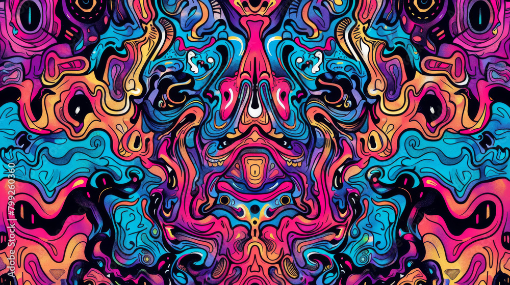 Vibrant abstract background featuring a psychedelic and symmetrical design