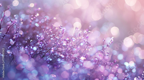 Soft lilac glitter floats gracefully amidst a blurred background, infusing the scene with a sense of dreamy enchantment. © Tae-Wan